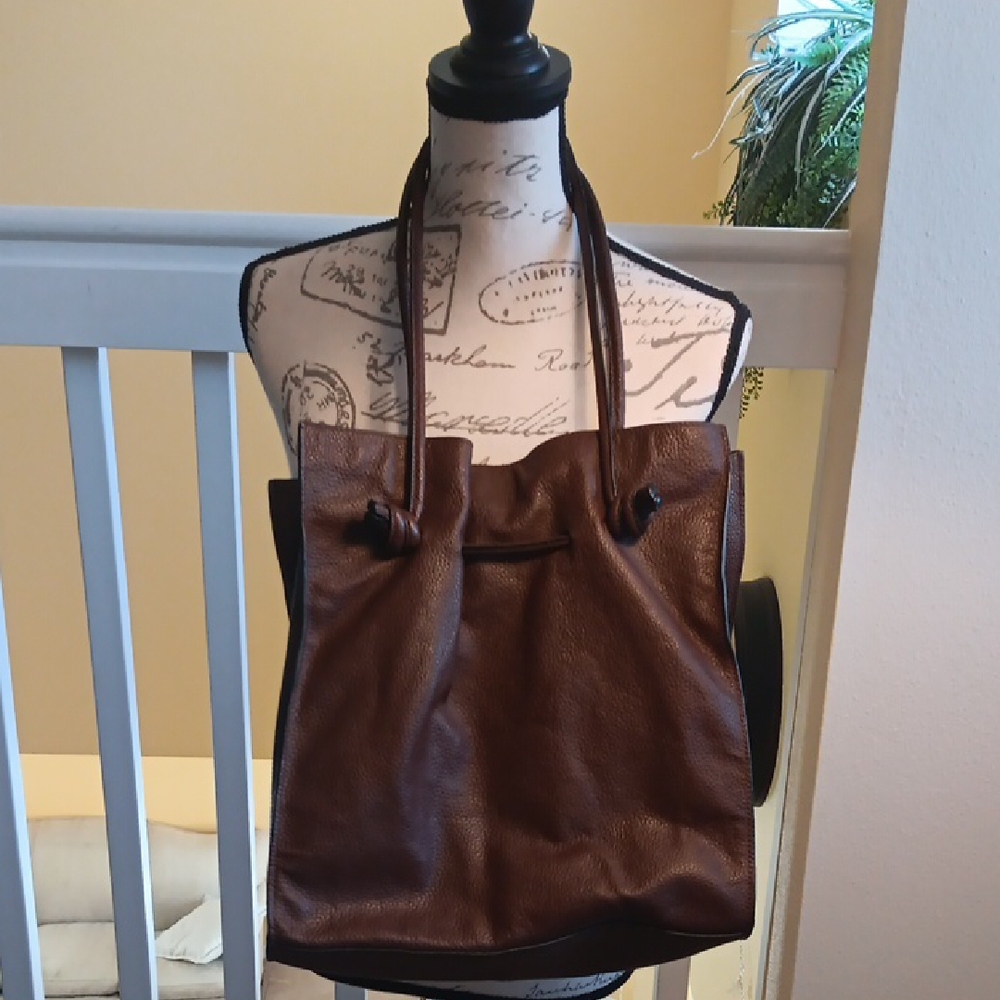 Vince Camuto Brown Pebbled Leather Tote
